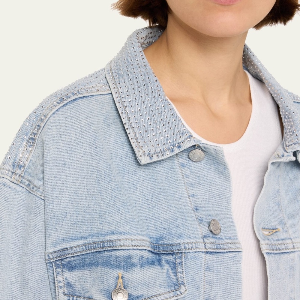 SIMKHAI Lambert crystal-embellished denim jacket, sz Small